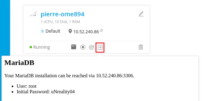 Application credentials display form
