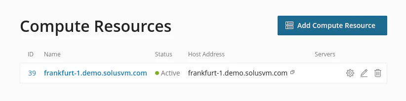 Compute Resources list showing successfully added resource