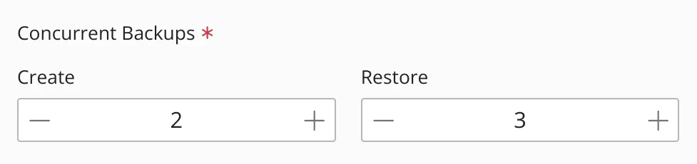 Concurrent backup settings interface