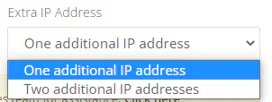 WHMCS order form showing extra IP address selection options