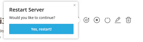 Server restart confirmation dialog